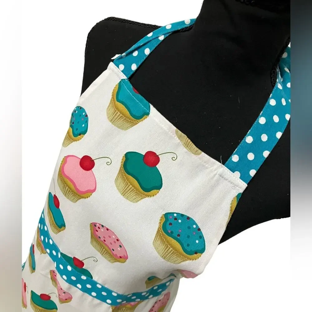 Colorful Cupcake Apron with Polka Dots OSFM